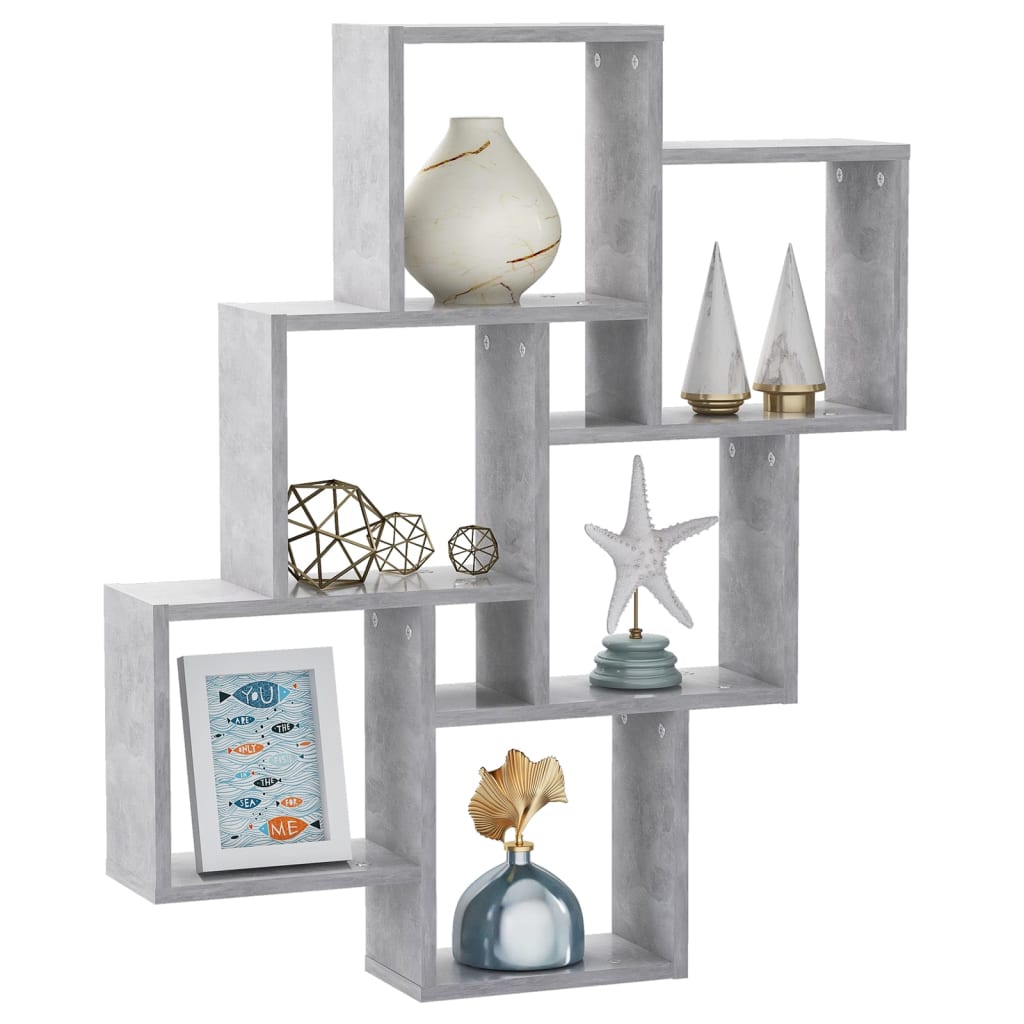 Mensola Parete Cubo Grigio Cemento 78x15x93cm Legno Multistrato | homemem39