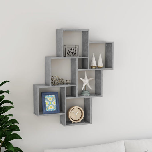 Mensola Parete Cubo Grigio Cemento 78x15x93cm Legno Multistrato | homemem39