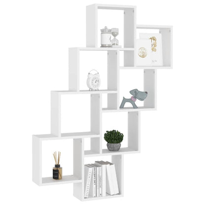 Mensola Parete a Cubo Bianca 90x15x119 cm in Legno Multistrato | homemem39