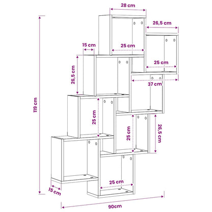 Mensola Parete a Cubo Bianca 90x15x119 cm in Legno Multistrato