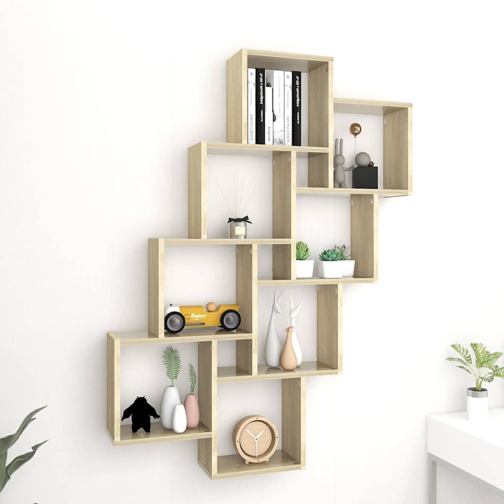 Mensola Parete Cubo Rovere Sonoma 90x15x119cm Legno Multistrato