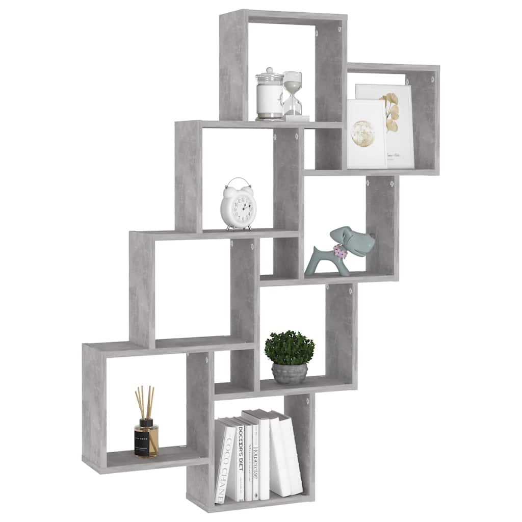 Mensola Parete Cubo Grigio Cemento 90x15x119 Legno Multistrato | homemem39