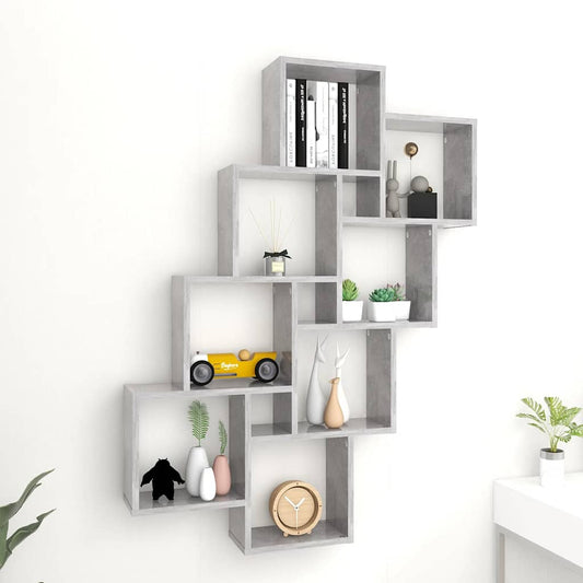 Mensola Parete Cubo Grigio Cemento 90x15x119 Legno Multistrato | homemem39