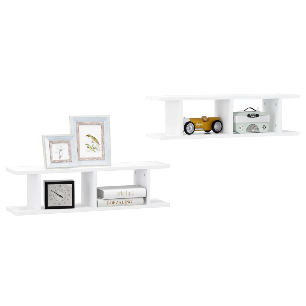 Mensole a Parete 2 pz Bianco 75x18x20 cm in Multistrato | homemem39