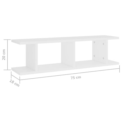 Mensole a Parete 2 pz Bianco 75x18x20 cm in Multistrato | homemem39