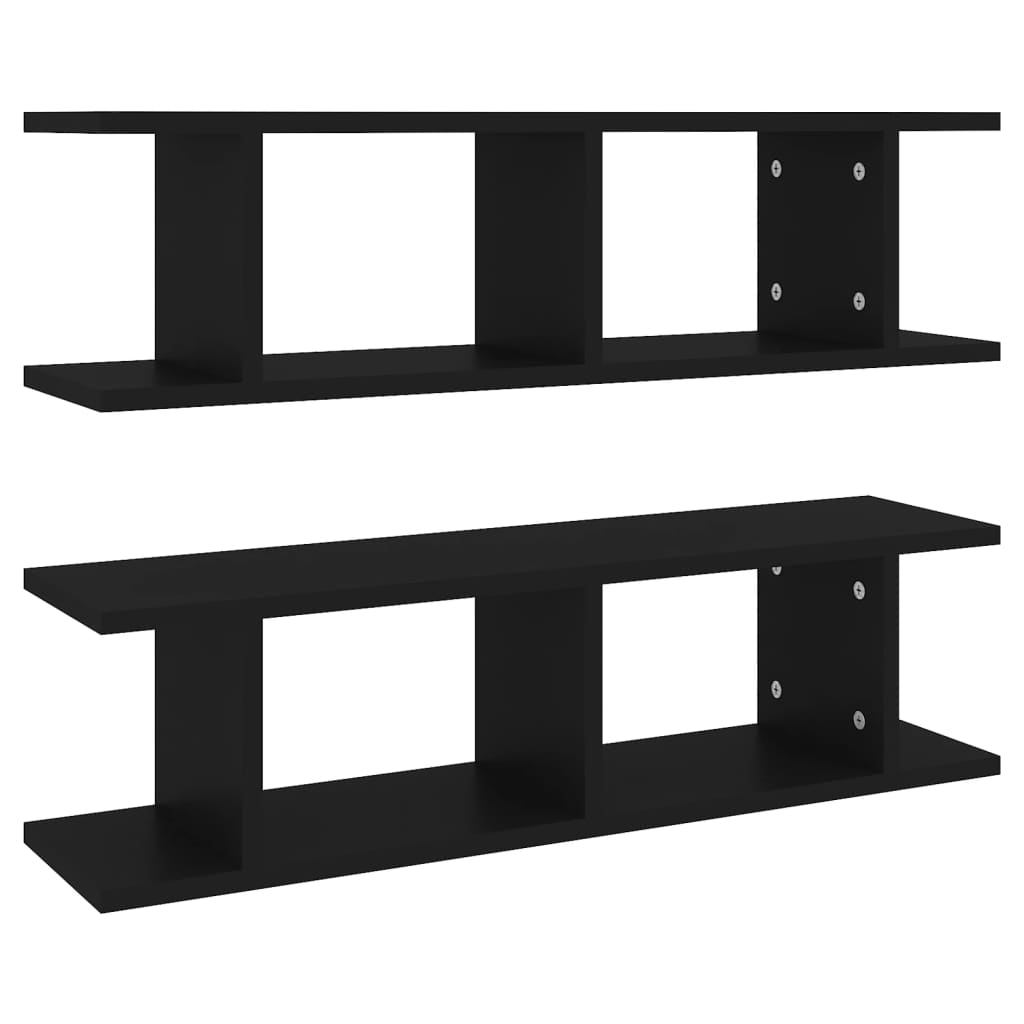 Mensole a Parete 2 pz Nere 75x18x20 cm in Multistrato | homemem39