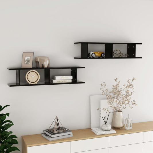 Mensole a Parete 2 pz Nere 90x18x20 cm in Legno Multistrato | homemem39