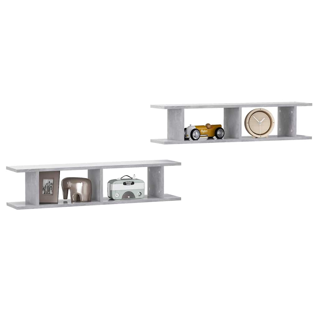 Mensole Parete 2pz Grigio Cemento 90x18x20 cm Legno Multistrato