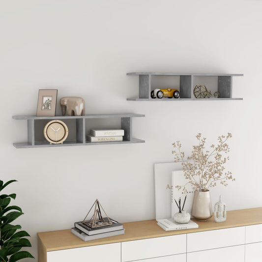 Mensole Parete 2pz Grigio Cemento 90x18x20 cm Legno Multistrato | homemem39
