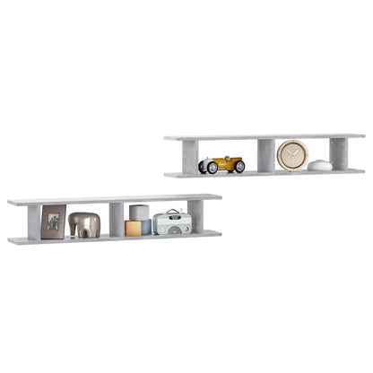 Mensole Parete 2pz Grigio Cemento 105x18x20cm Legno Multistrato | homemem39