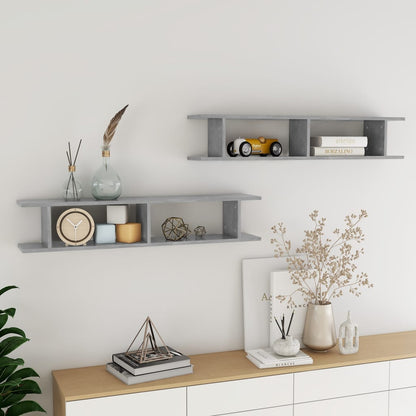 Mensole Parete 2pz Grigio Cemento 105x18x20cm Legno Multistrato | homemem39