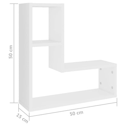 Mensole a Muro 2 pz Bianche 50x15x50 cm in Legno Multistrato | homemem39