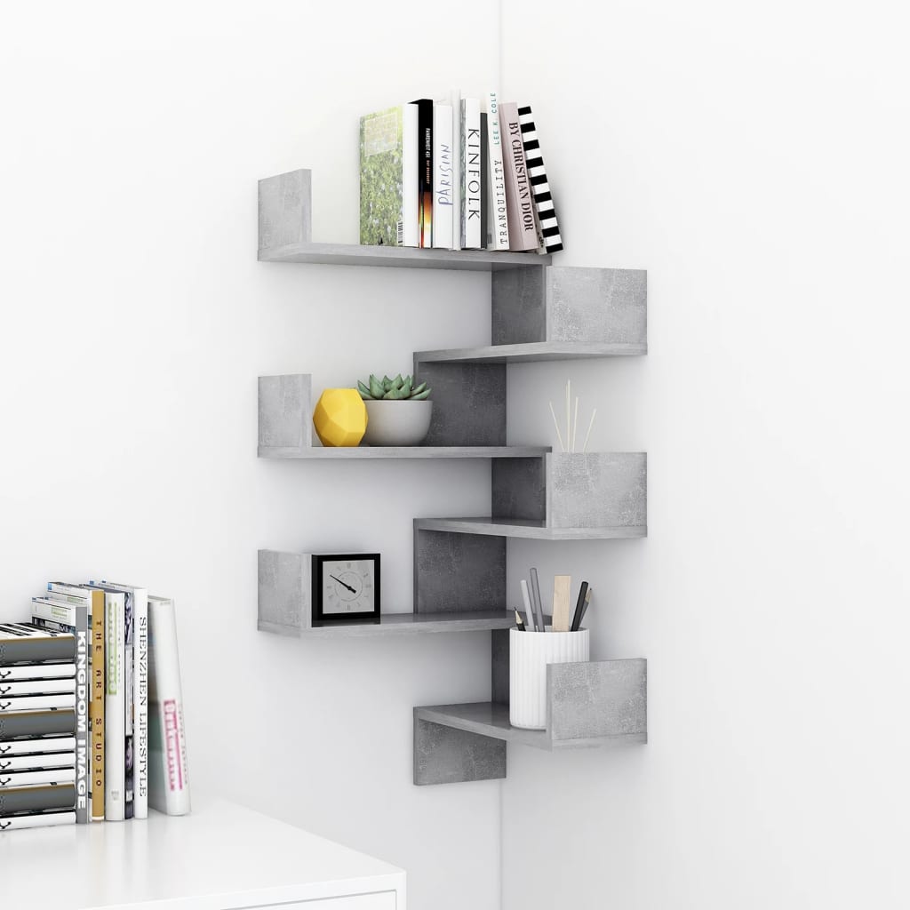 Scaffali Angolari Muro 2pz Grigio Cemento 40x40x50 Multistrato | homemem39