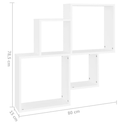 Mensola da Parete a Cubo Bianca 80x15x78,5 cm in Multistrato | homemem39