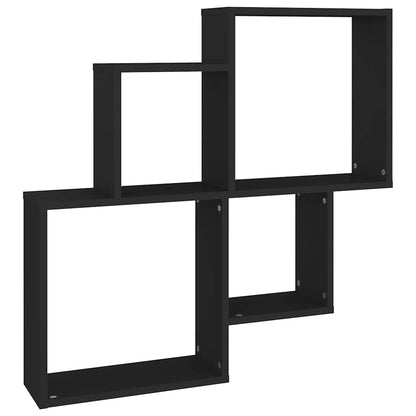 Mensola da Parete a Cubo Nera 80x15x78,5 cm Legno Multistrato | homemem39