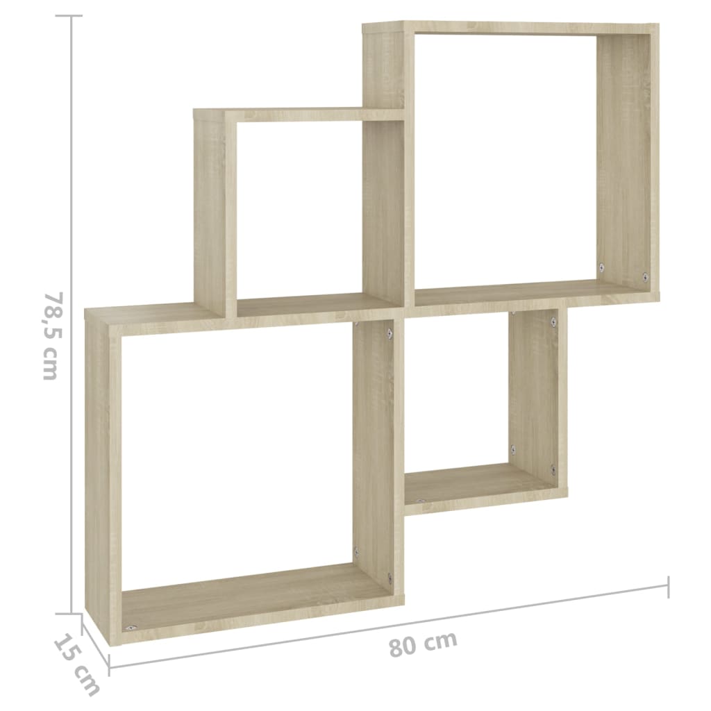 Mensola Muro Cubo Rovere Sonoma 80x15x78,5cm Legno Multistrato | homemem39