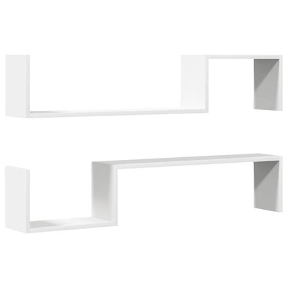 Mensole a Muro 2 pz Bianche 100x15x20 cm in Legno Multistrato | homemem39
