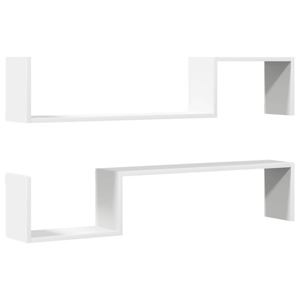 Mensole a Muro 2 pz Bianche 100x15x20 cm in Legno Multistrato