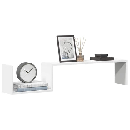 Mensole a Muro 2 pz Bianche 100x15x20 cm in Legno Multistrato