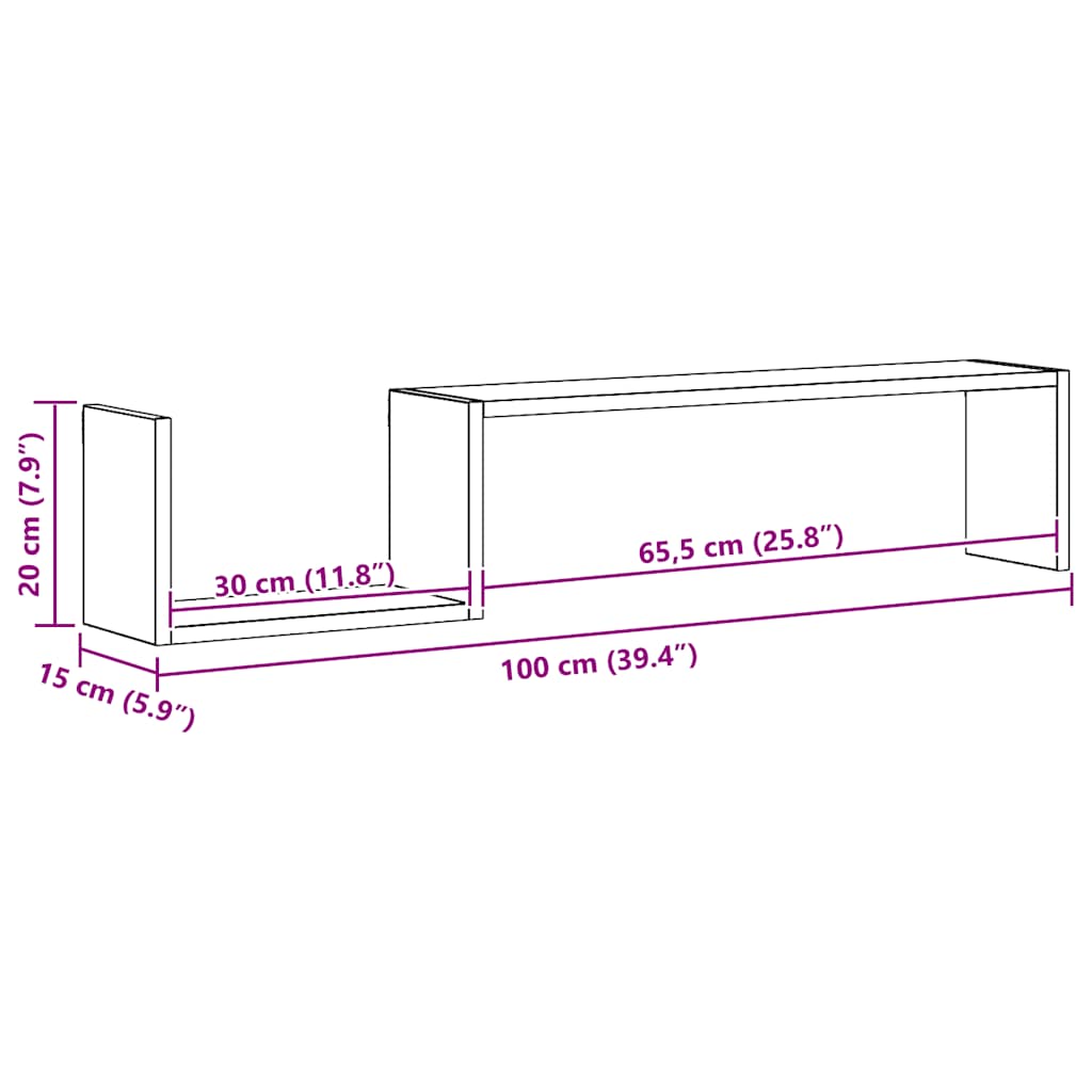 Mensole a Muro 2 pz Bianche 100x15x20 cm in Legno Multistrato | homemem39