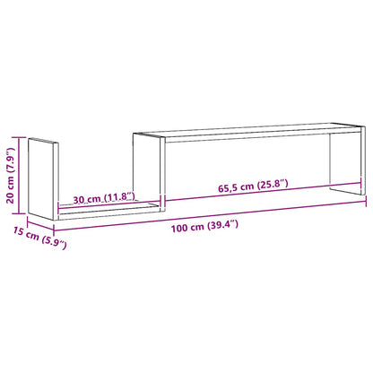 Mensole a Muro 2 pz Bianche 100x15x20 cm in Legno Multistrato | homemem39