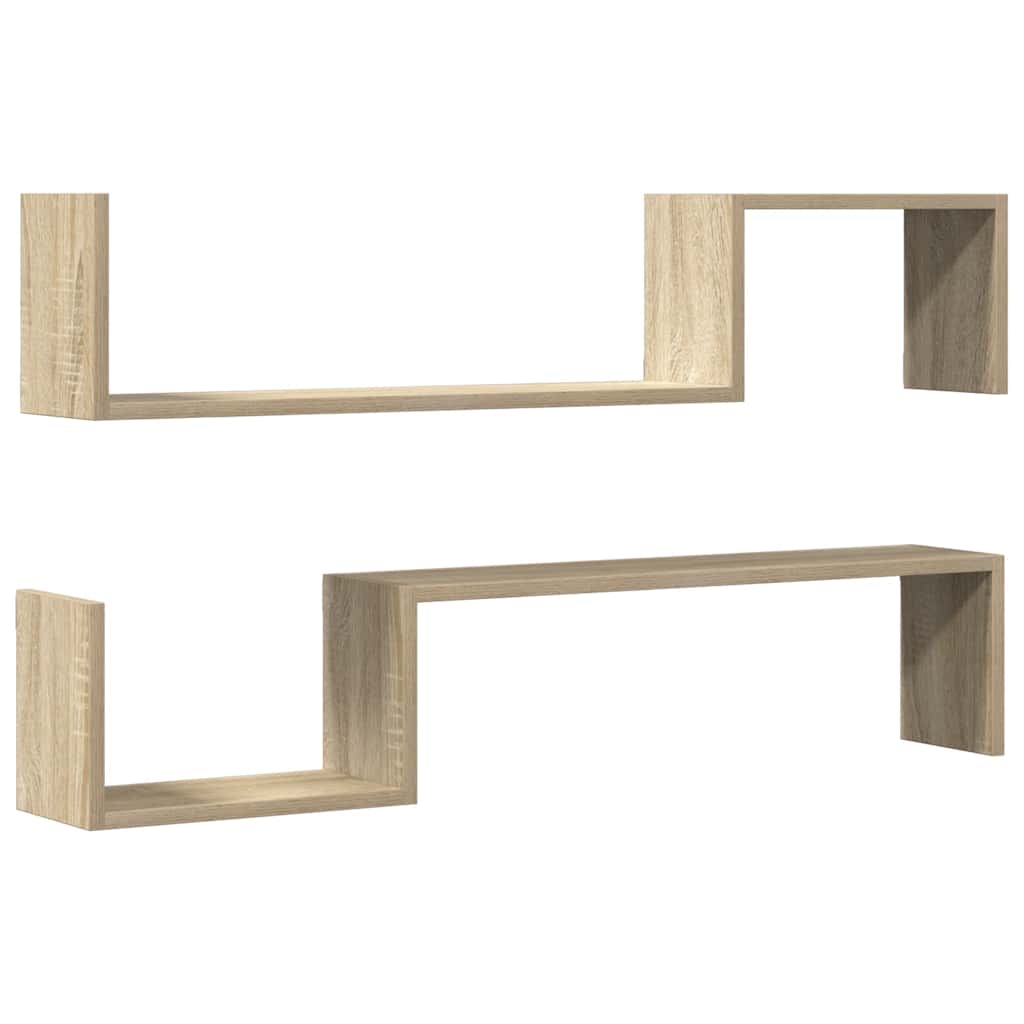 Mensole a Muro 2pz Rovere Sonoma 100x15x20 cm Legno Multistrato