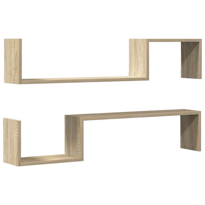 Mensole a Muro 2pz Rovere Sonoma 100x15x20 cm Legno Multistrato