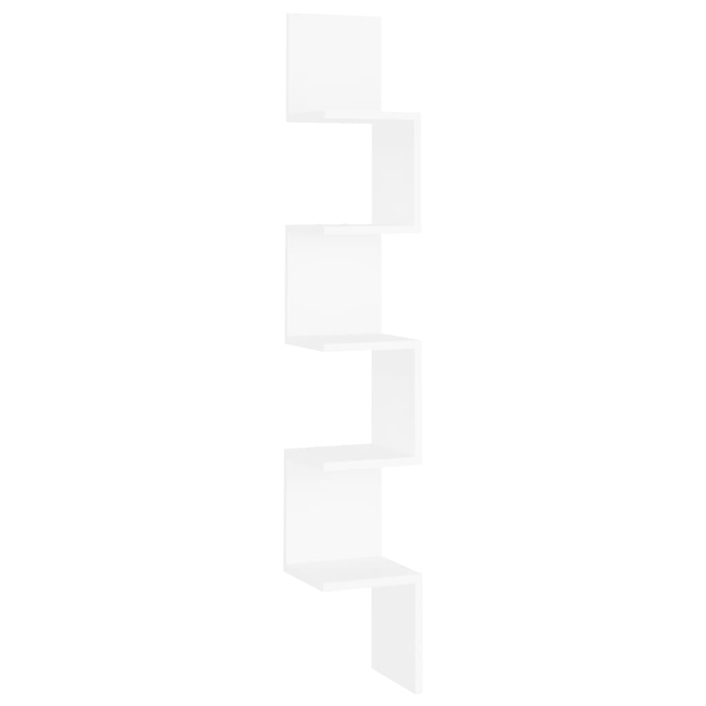 Scaffale Angolare da Parete Bianco 20x20x127,5cm in Truciolato