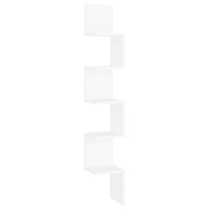 Scaffale Angolare da Parete Bianco 20x20x127,5cm in Truciolato