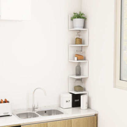 Scaffale Angolare da Parete Bianco 20x20x127,5cm in Truciolato | homemem39