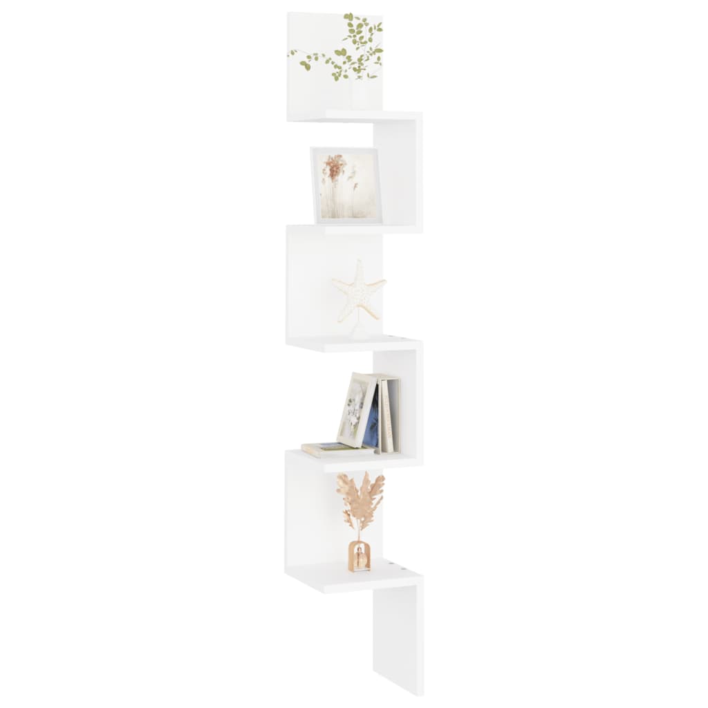 Scaffale Angolare da Parete Bianco 20x20x127,5cm in Truciolato | homemem39