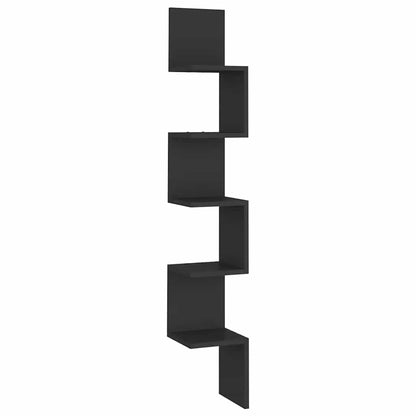 Scaffale Angolare Muro Nero 20x20x127,5cm Truciolato
