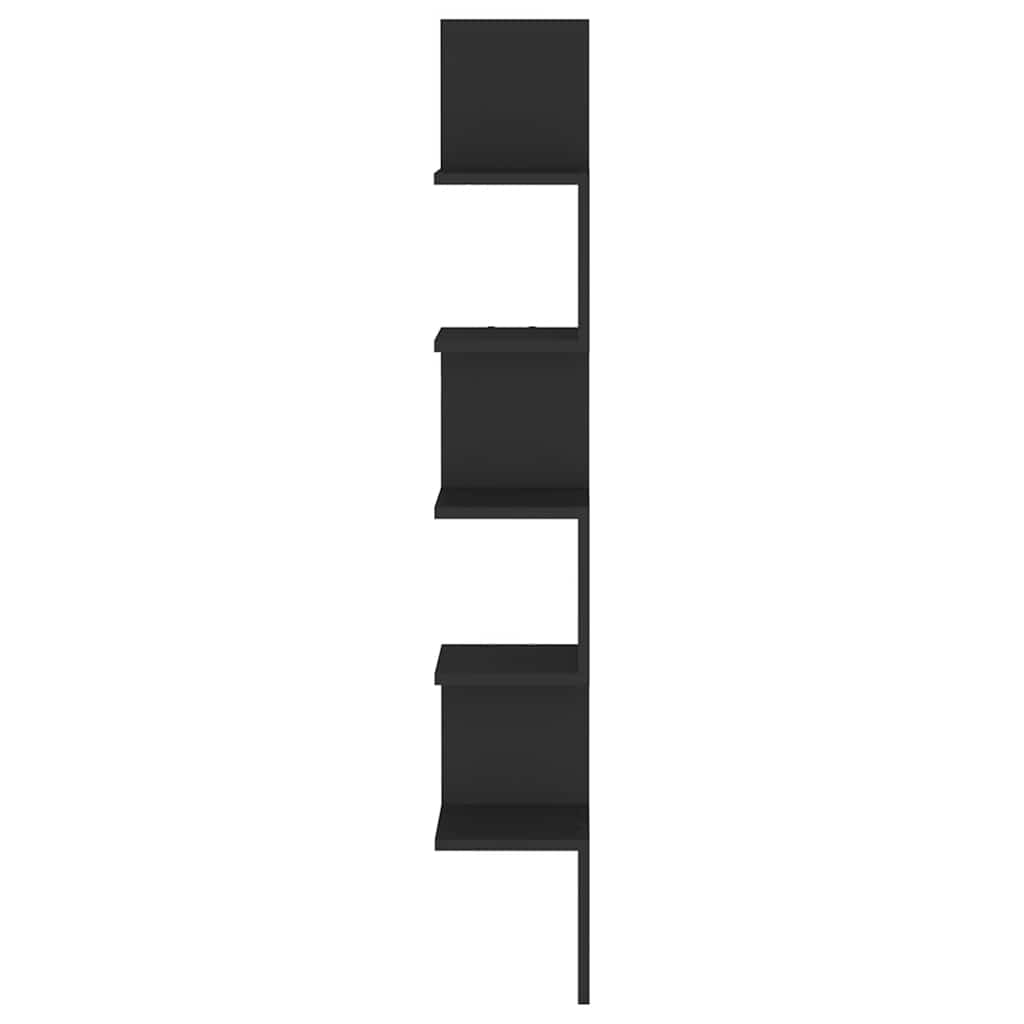 Scaffale Angolare Muro Nero 20x20x127,5cm Truciolato