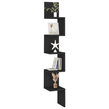 Scaffale Angolare Muro Nero 20x20x127,5cm Truciolato | homemem39
