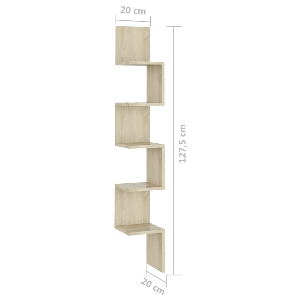 Scaffale Angolare Muro Sonoma 20x20x127,5cm Truciolato