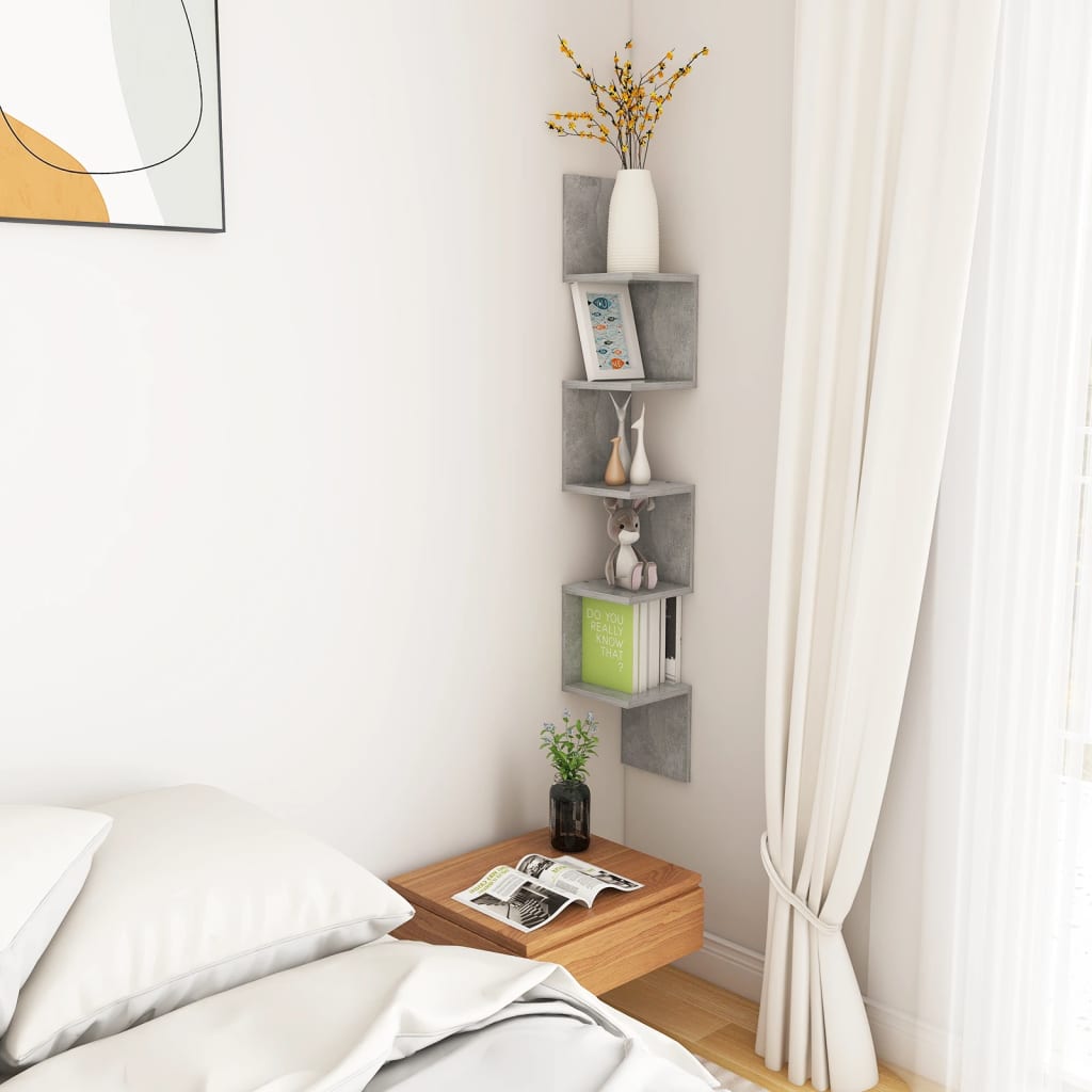 Scaffale Angolare Muro Grigio Cemento 20x20x127,5cm Truciolato | homemem39