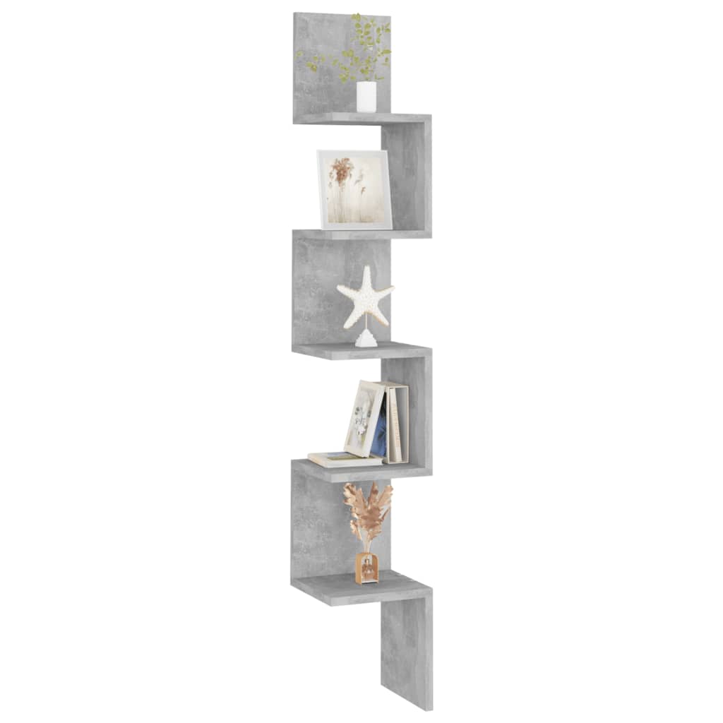 Scaffale Angolare Muro Grigio Cemento 20x20x127,5cm Truciolato | homemem39
