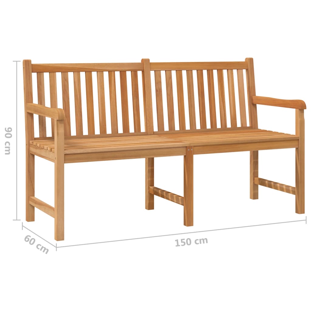 Panchina da Giardino 150 cm in Legno Massello di Teak - homemem39