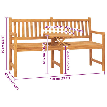 Panca Giardino 3 Posti con Tavolino 150 cm Legno Massello Teak | homemem39