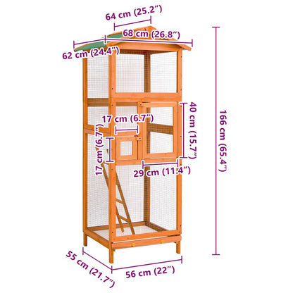 Gabbia per Uccelli 68x62x166 cm in Legno di Abete