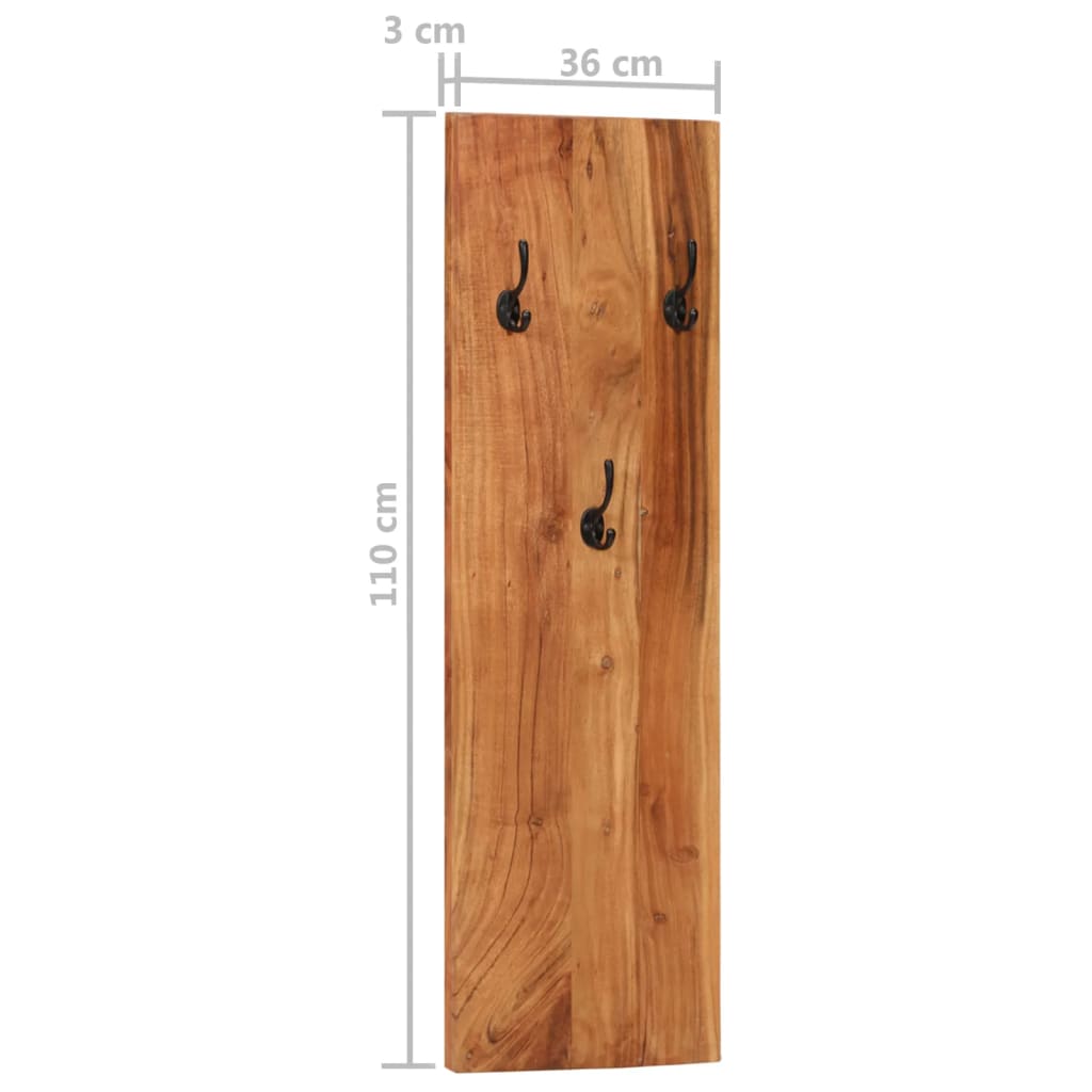 Appendiabiti a Parete 2 pz 36x3x110cm Legno Massello di Acacia - homemem39