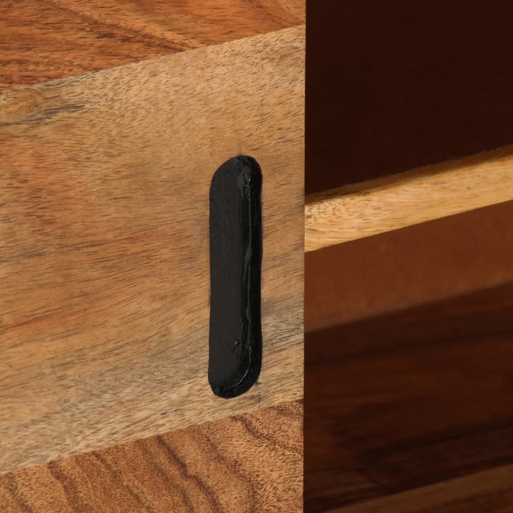 Mobile TV Marrone ambra e Grigio 110x30x50cm in Legno di Acacia - homemem39