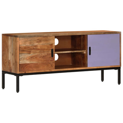 Mobile TV Marrone ambra e Grigio 110x30x50cm in Legno di Acacia - homemem39