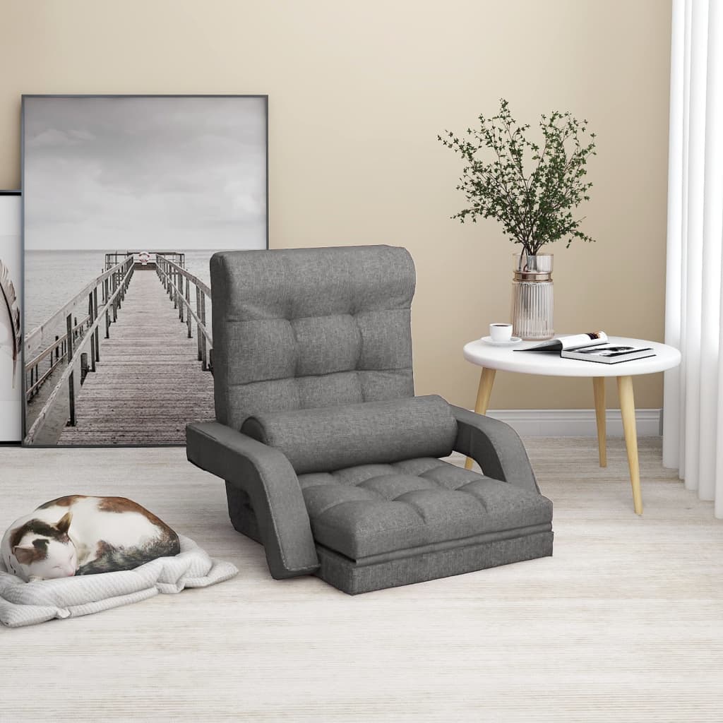 Sedia da Terra Pieghevole Funzione Letto Tessuto Grigio Chiaro | homemem39