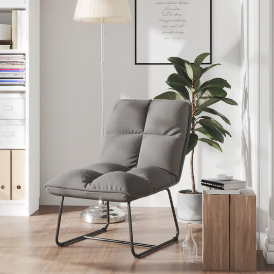 Poltrona con Struttura in Metallo Grigio Chiaro in Velluto | homemem39