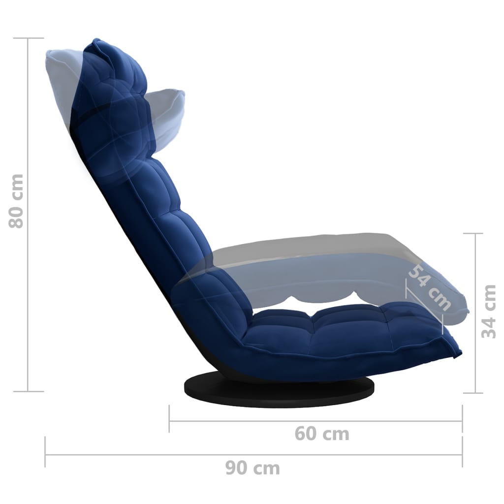 Sedia da Pavimento Girevole Blu in Velluto | homemem39