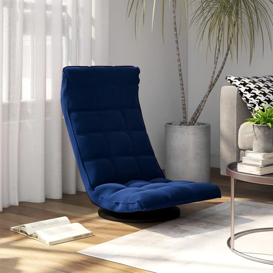 Sedia da Pavimento Girevole Blu in Velluto | homemem39
