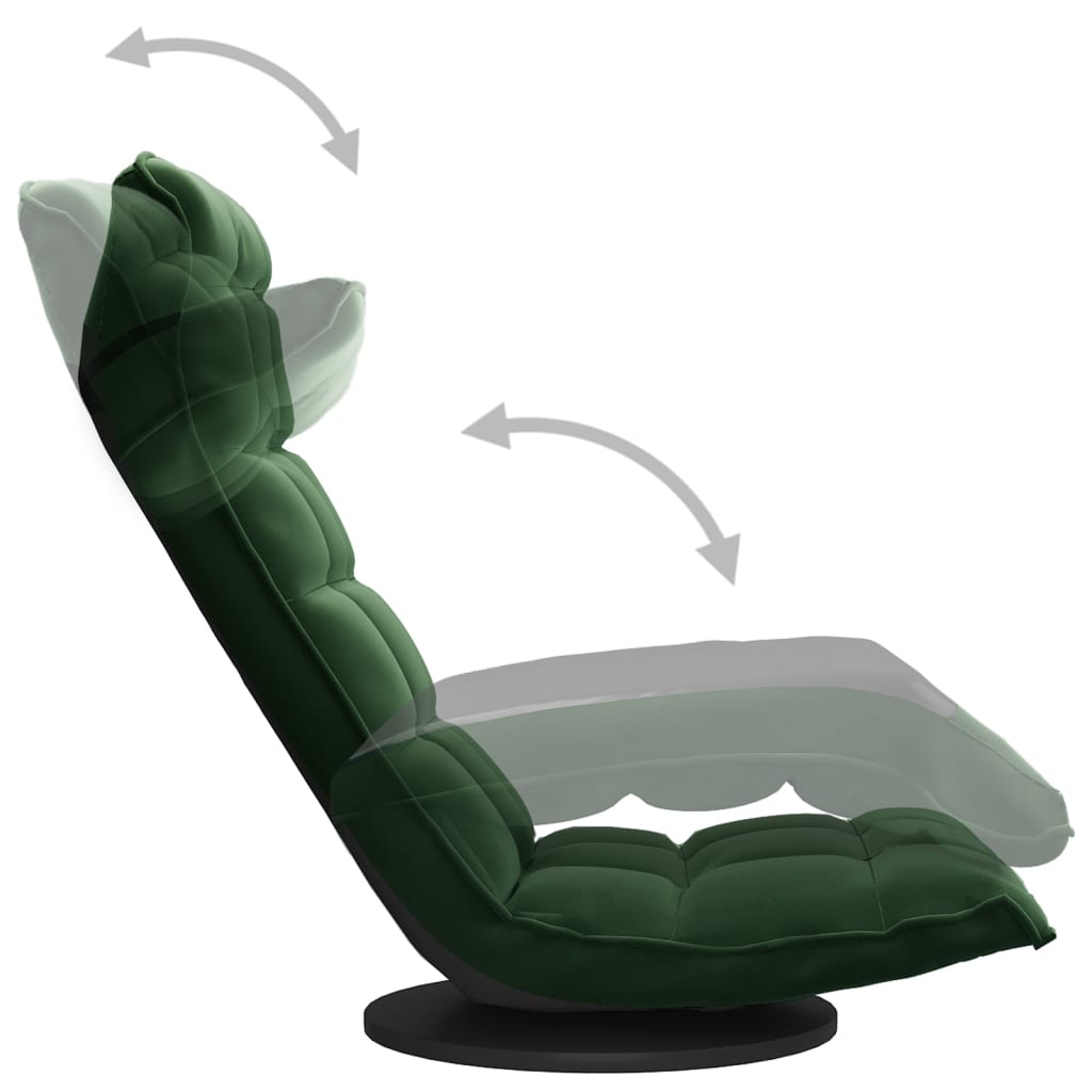 Sedia da Pavimento Girevole Verde Scuro in Velluto | homemem39