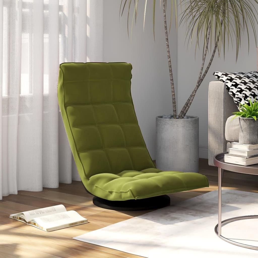 Sedia da Pavimento Girevole Verde Chiaro in Velluto | homemem39