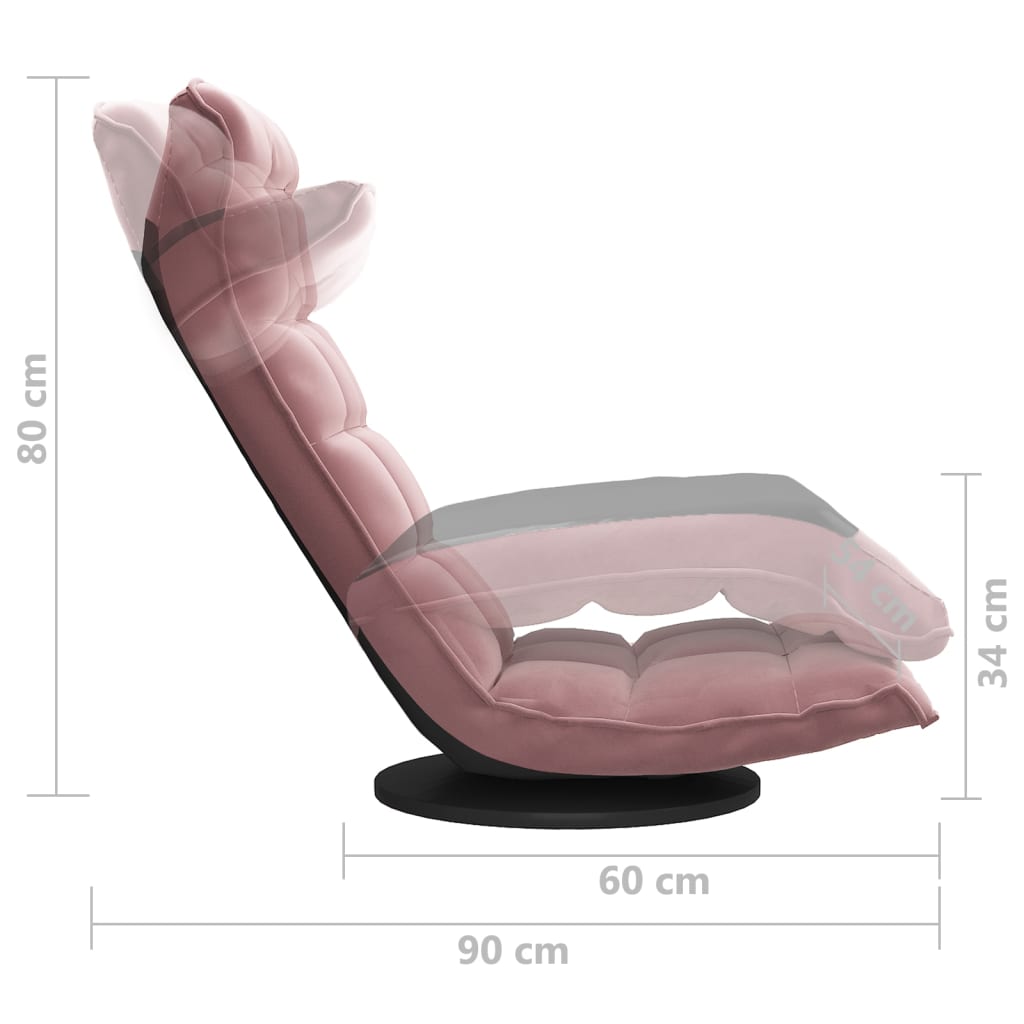 Sedia da Pavimento Girevole Rosa in Velluto | homemem39
